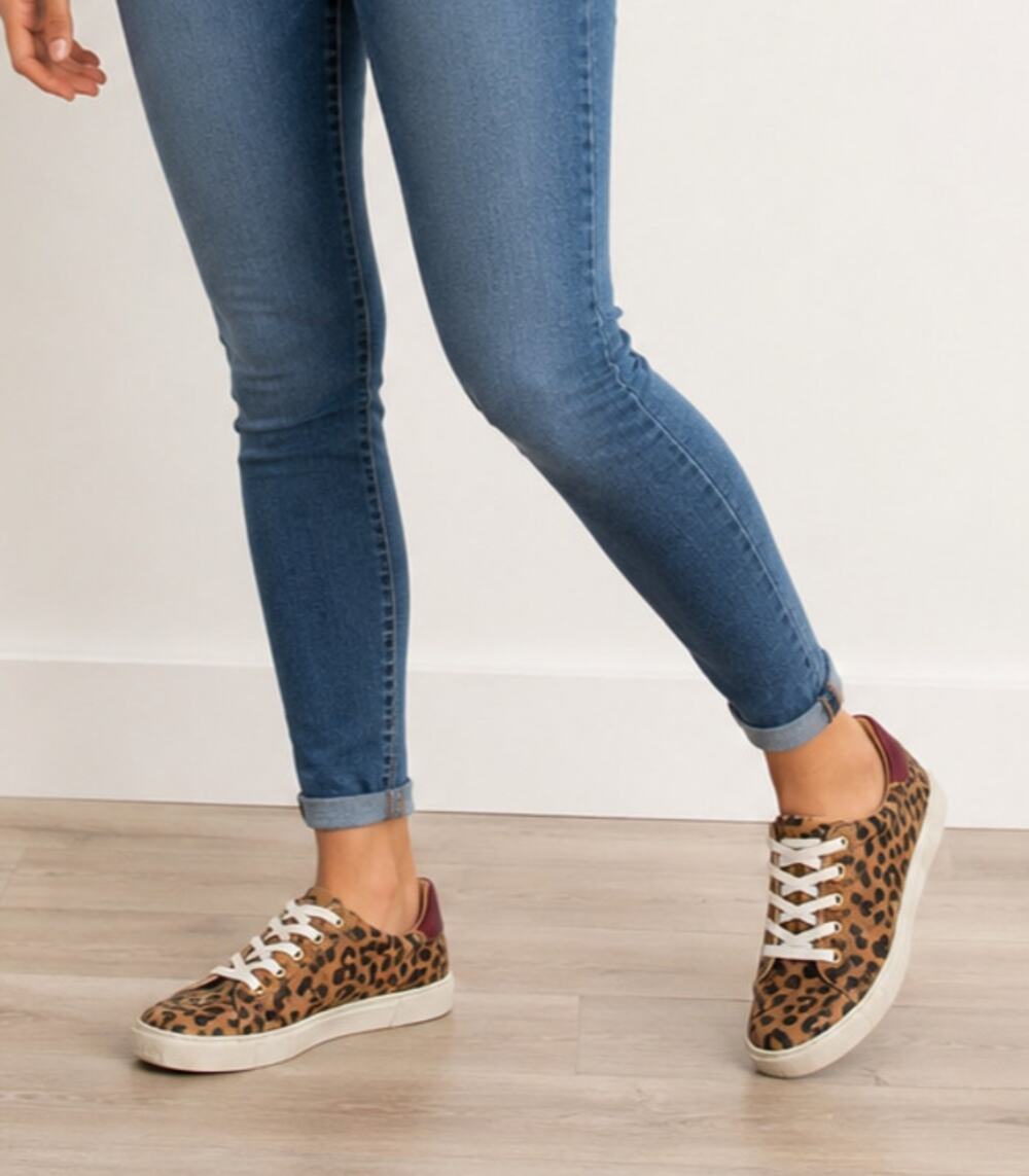 Jack Rogers Women's Leopard Print Leather Rory Low Top Sneakers, Size 7.5 career